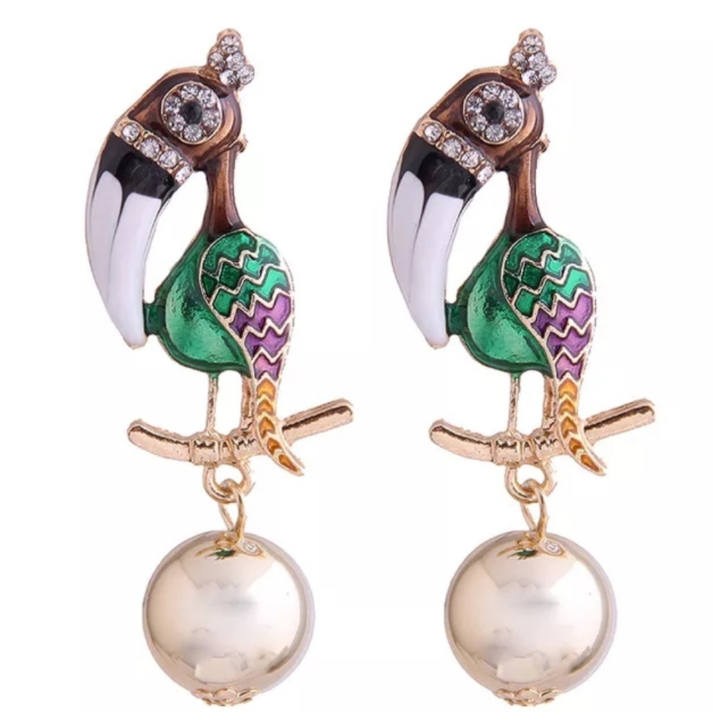 Green Birds Summer Earrings